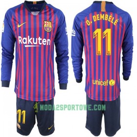 Koszulka FC Barcelona O. Dembele 11 Dziecięcy Domowe Stroje Piłkarskie 2018-2019 Długi Rękaw